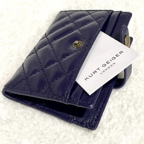 NWT Kurt Geiger Purple Leather Bi-Fold Snap Closure Card Holder - Picture 2 of 9